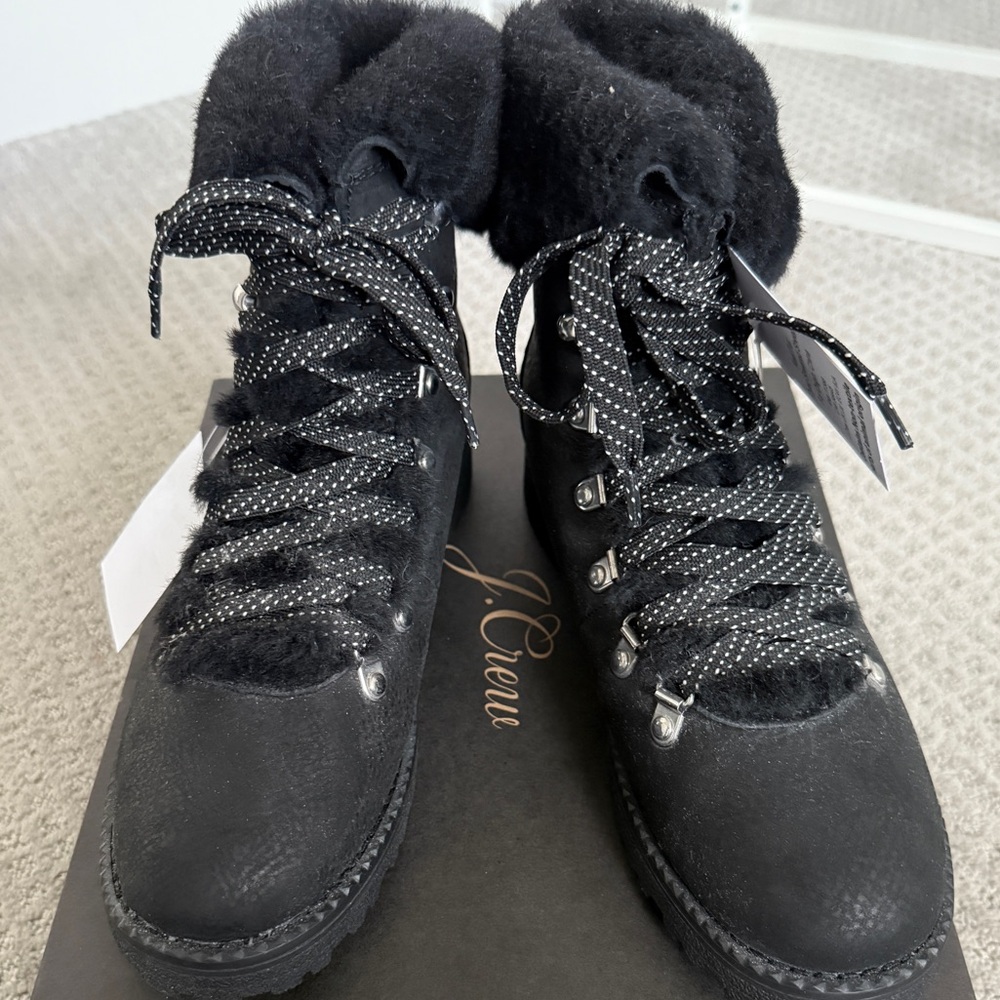 BRAND NEW WITH TAGS, J. Crew Nordic boots. Real shearling fur!